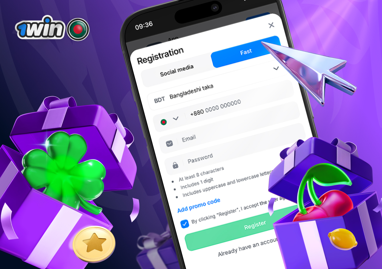 Create account and login to 1win online casino platform